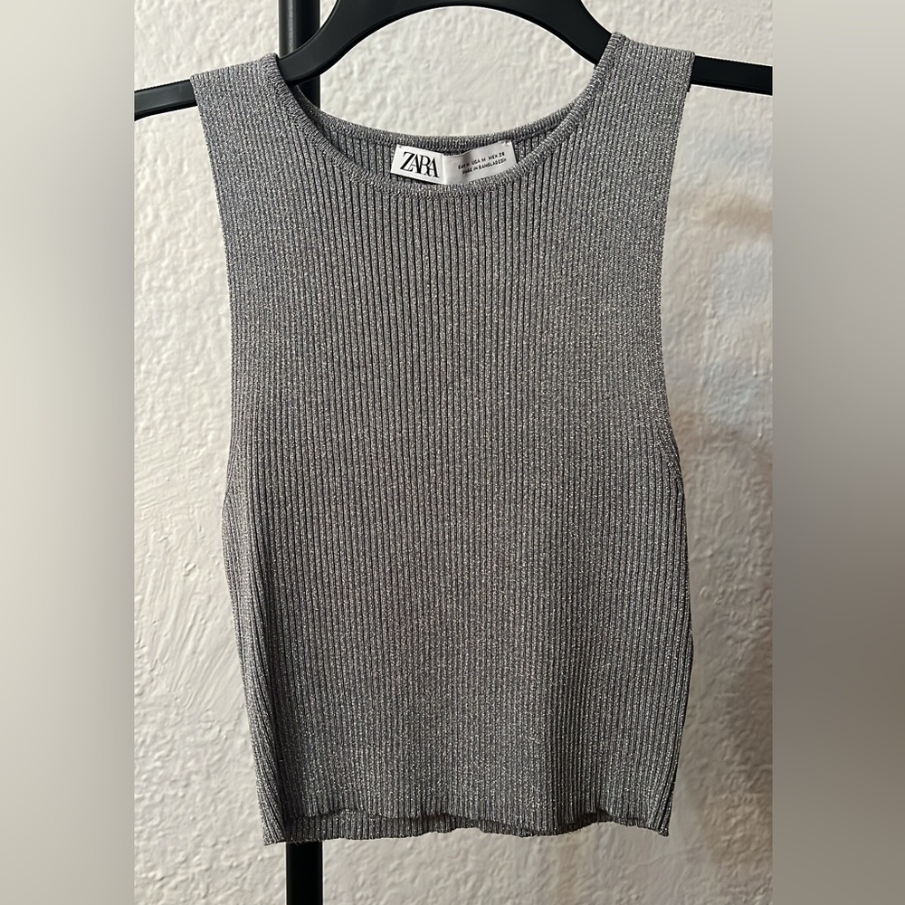 Zara Heather Gray Sleeveless Knit Top - Picture 2 of 2